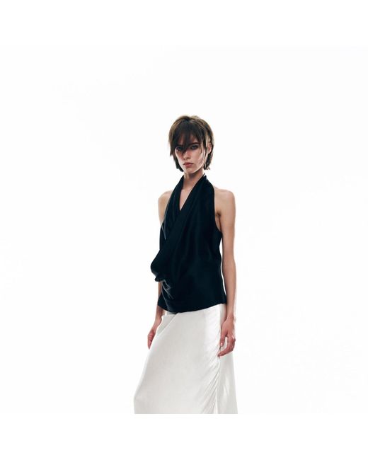 Serotoninn Black Draped Halterneck Top