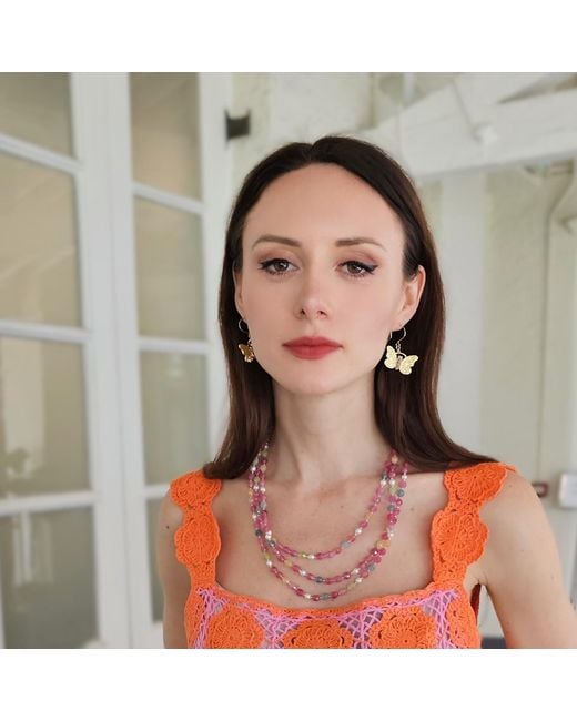 Farra Pink Tourmaline Multi-Strands Necklace