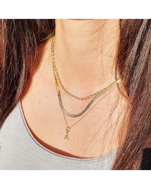 Harfi Metallic Vermeil Alphabet Dainty Initial Pendant Charm Necklace
