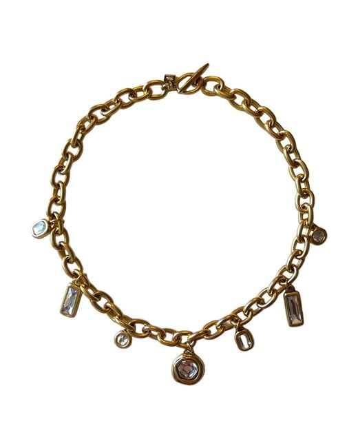 Sccollection Metallic Daisy Rhinestone Necklace