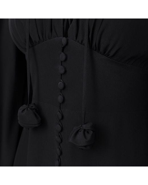 Lita Couture Black Ample-Sleeve Maxi Silk Dress