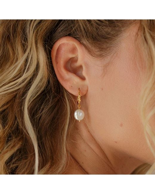 Isla Silver Metallic Pearl Hoop Earrings