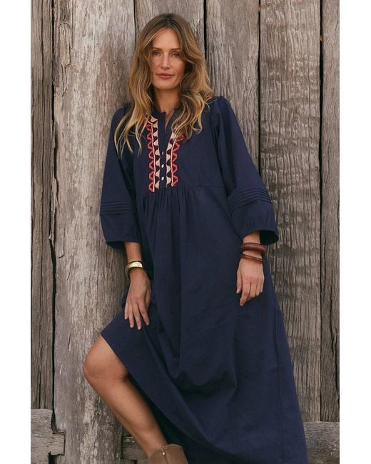Adrift Clothing Blue Elodie Smock Dress