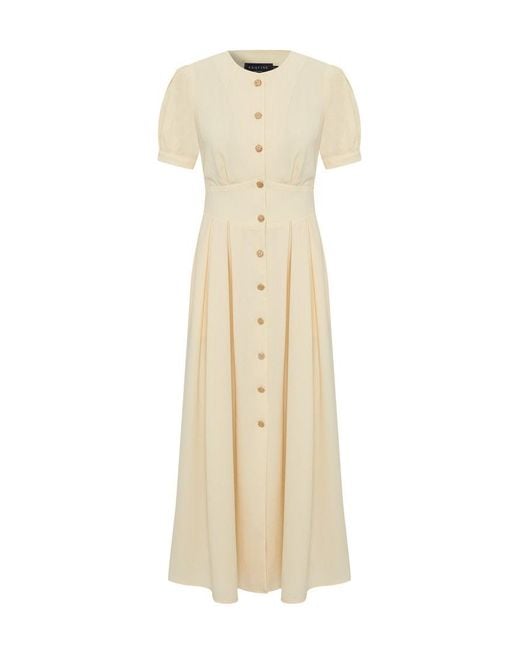 Exquise Natural Neutrals Fitted Waist Short Sleeve Dress