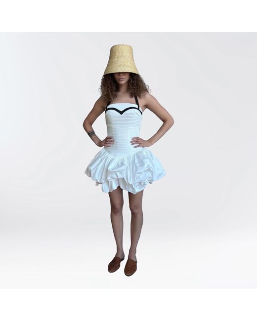 London Atelier Byproduct White Rushed Mini Dress With Corset Top & Application