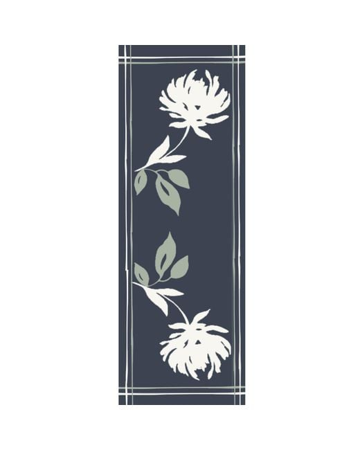 Heritagemoda Blue Luxury Wool-Silk Scarf – Hand-Painted Midnight With Pastel Floral Print
