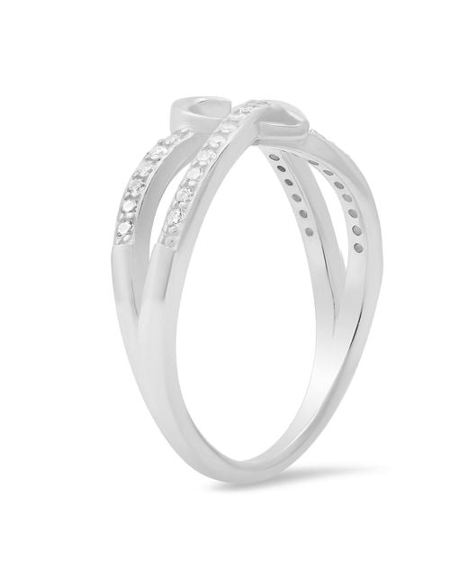 Kylie Harper Metallic Sterling Swirl Heart Diamond Cz Ring