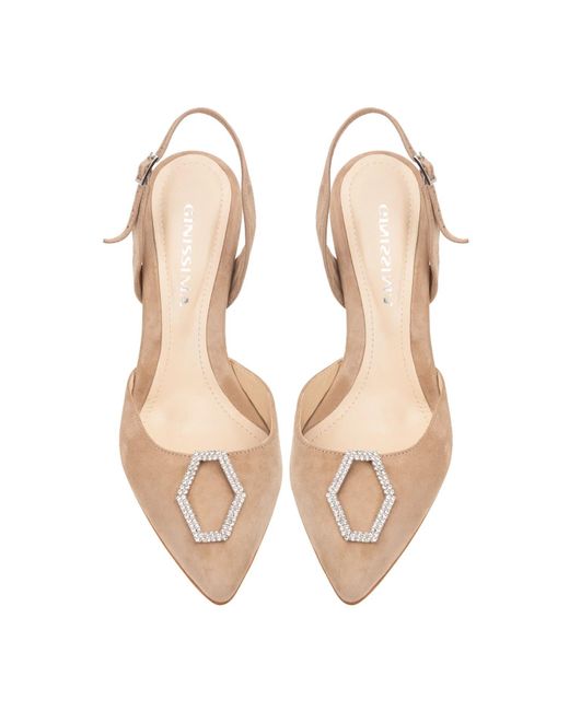 Ginissima Metallic Neutrals Alice Nude Shoes With Crystal