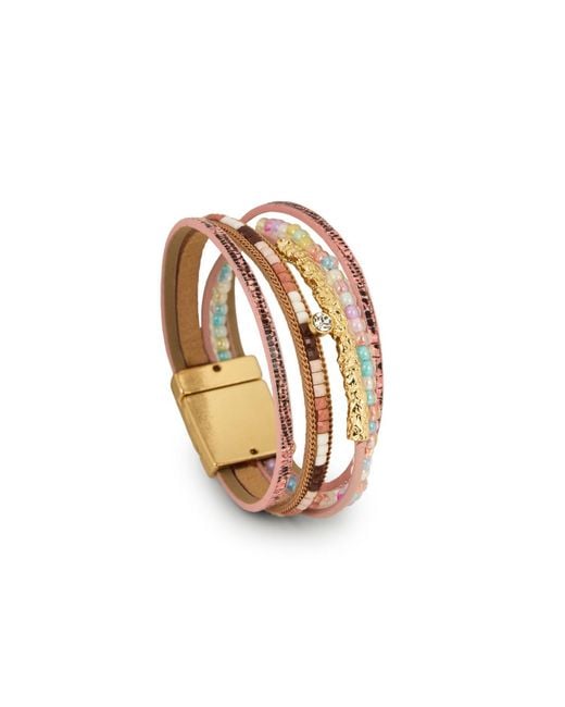 Saachi Metallic Bohemian Blush Layered Bracelet