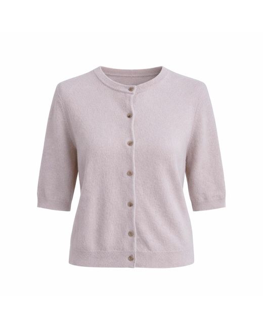 Fiora Muse Purple Short Sleeve Crew Neck Cashmere Cardigan