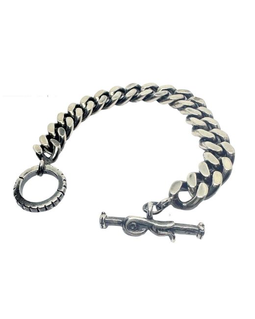 Tg-Jewellery by Tamara Gervasio Metallic Heavy Solid Sterling Curb Chain Bracelet With Hand-Carved Celtic Bird T-Bar Clasp for men