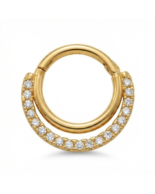 Zahav Jewelry Metallic 14K Solid 18G 8Mm Pavé Cz Clicker Hoop