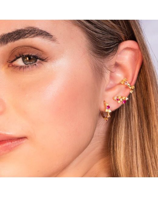 Lavani Jewels Metallic Rose Orchid Flower Hoops