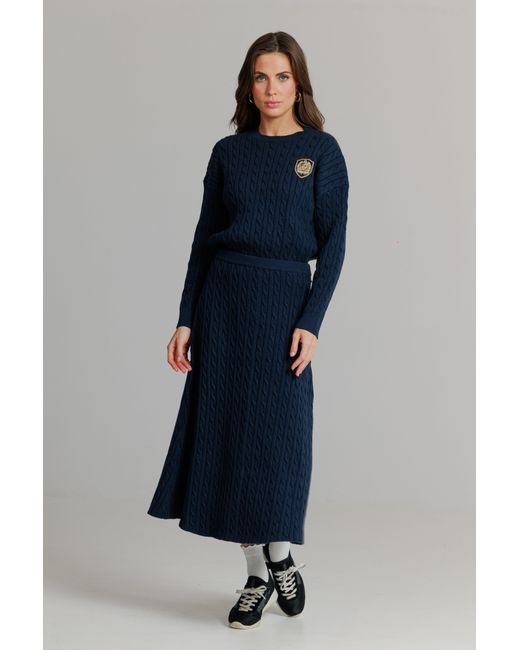 Lou&Up (Formerly Loup Clothing) Blue Cable Knit Midi Skirt