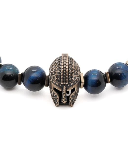 Ebru Jewelry Blue Tiger's Eye Gladiator Beaded Bracelet for men