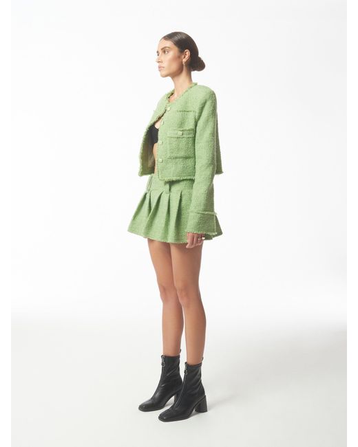 Sour Figs Green Metallic Thread Bouclé Tweed Jacket