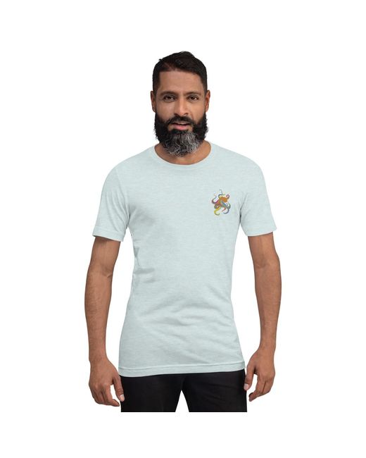 Anchor and Crew Blue Ice Think Ocean Octopus Fluorescence Cotton Embroidered T-Shirt for men