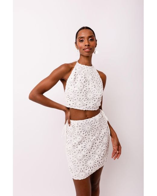 Amy Lynn White Bonnie Crochet Mini Skirt