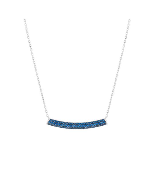 Spero London Blue Sterling Concave Bar Necklace