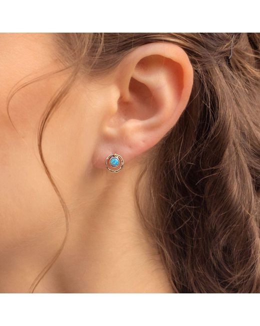 Isla Silver Blue Handmade Dainty Fire Opal Stud Earrings
