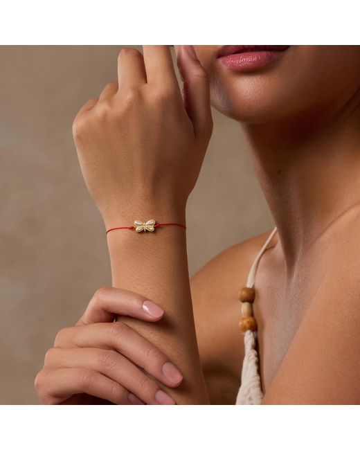 Karma and Luck Red Infinite Grace Mother Of Pearl Dragonfly String Bracelet
