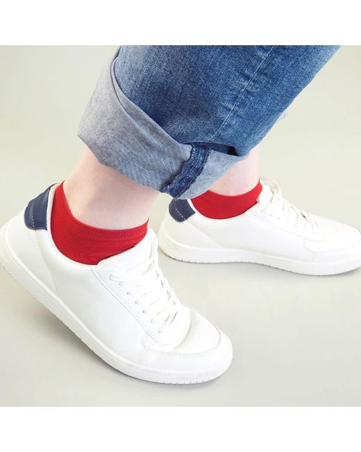 Peper Harow - Made in England Red Oxford Stripe Scarlet & Classic Trainer Socks Bundle for men