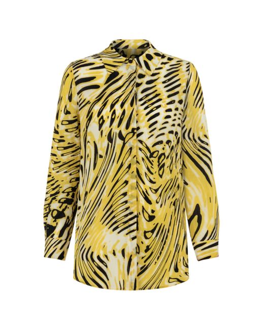 Nocturne Yellow Draped Printed Shirt