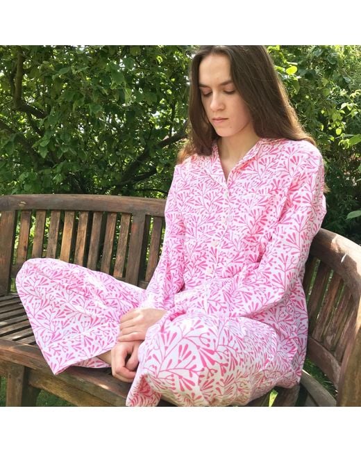 Lime Tree Design Pink Block Printed Pyjamas Bud