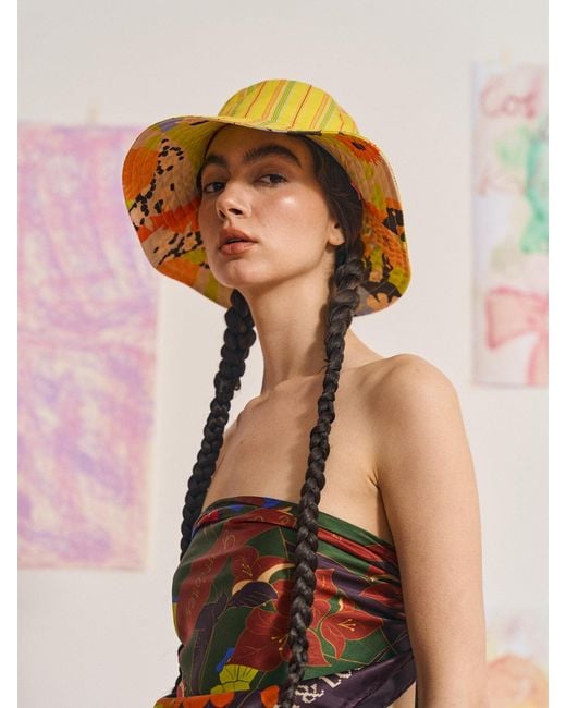 Lost Pattern Yellow Frida X Lost Pattern Frida's Garden Cotton Reversible Sun Hat