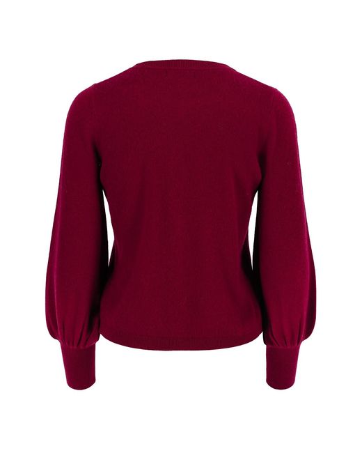 tirillm Purple Ava Cashmere Cardigan With Puffed Sleeves