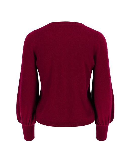 tirillm Purple Ava Cashmere Cardigan With Puffed Sleeves