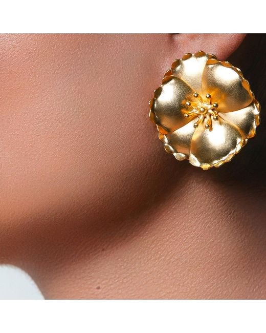 Meraki by Rashmi Bajaj Metallic Daylily Plated Stud Earrings
