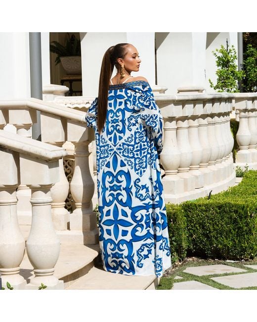 Ana Luisa Blue Santorini Inspired Open-Front Kaftan