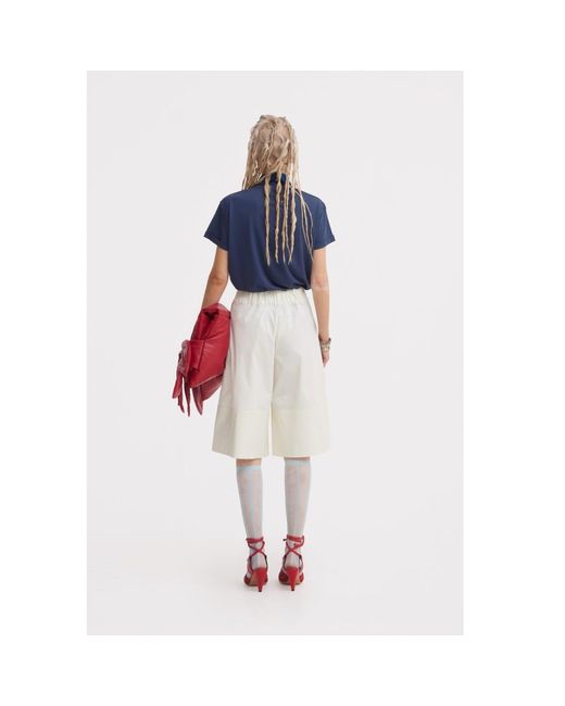 Julia Allert Blue Mock Neck Rolled Sleeve T-Shirt –