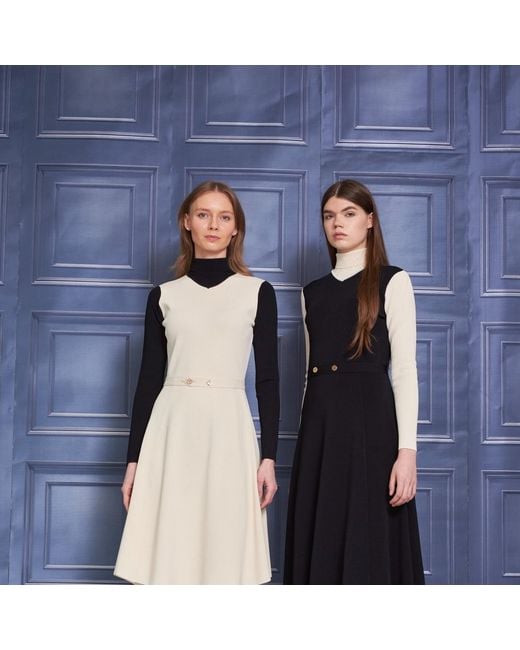 Roch Perel Black Neutrals And Ivory Contrast Knitted Dress