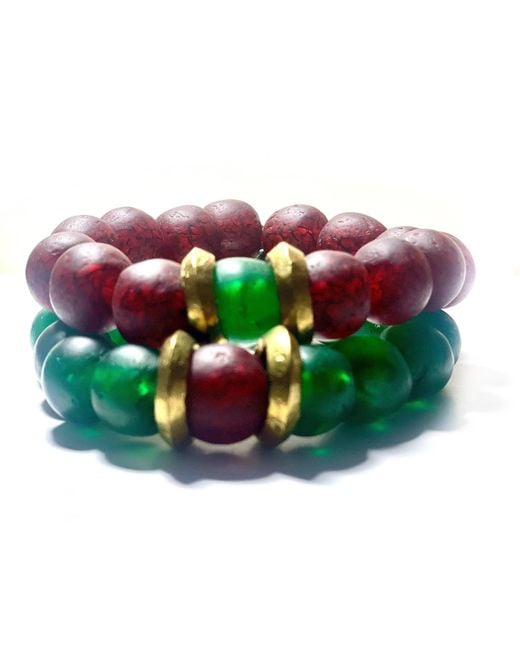 Persia Dona Jewelry Green Emerald Vintage Glass Bracelet
