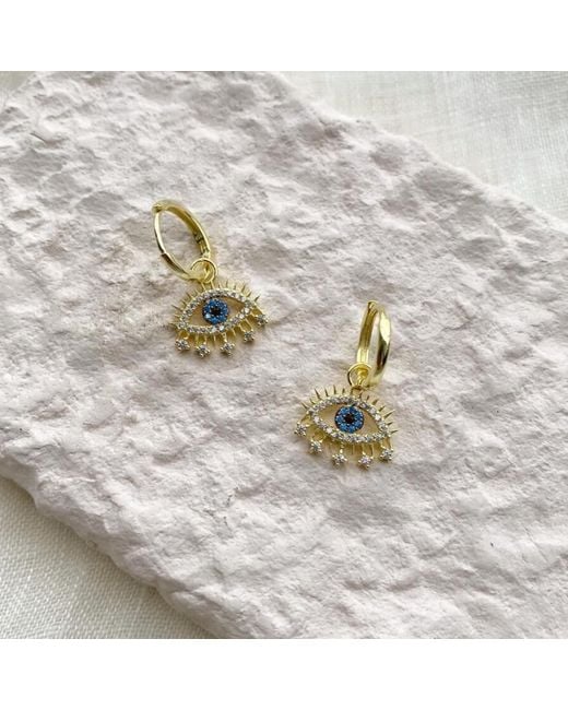 Spero London Metallic Evil Eye Earring Eye Eyelash Sterling Earring