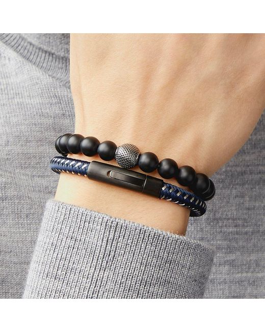 Tateossian Blue Thompson Steel Fusion Bracelet for men