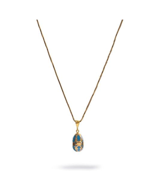 Ebru Jewelry Metallic Lucky Clover Enamel Egg Necklace