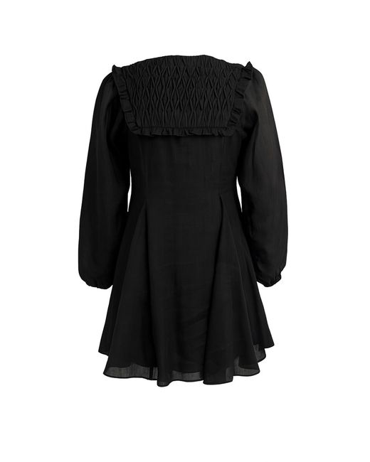 Exquise Black Chaney Long Sleeve Linen Mini Dress