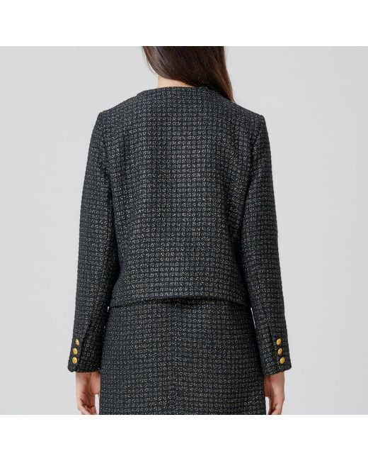 Smart and Joy Black Tweed Blazer With Patch Pockets