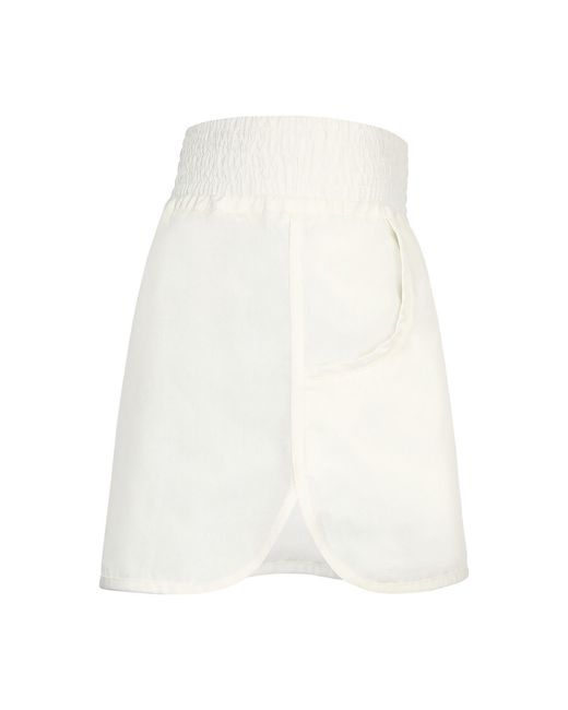 Monosuit White Cotton Mid-Thigh Mid Rise Relaxed Fit Athletic Shorts Run