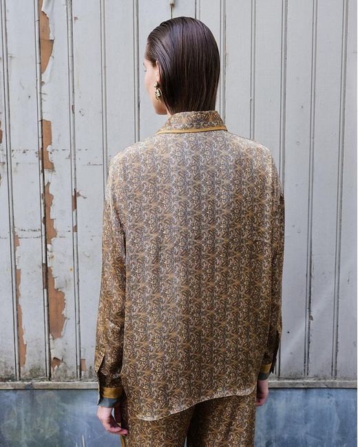 Monzlapur New York Metallic Paisley Motif Long Sleeve Shirt for men