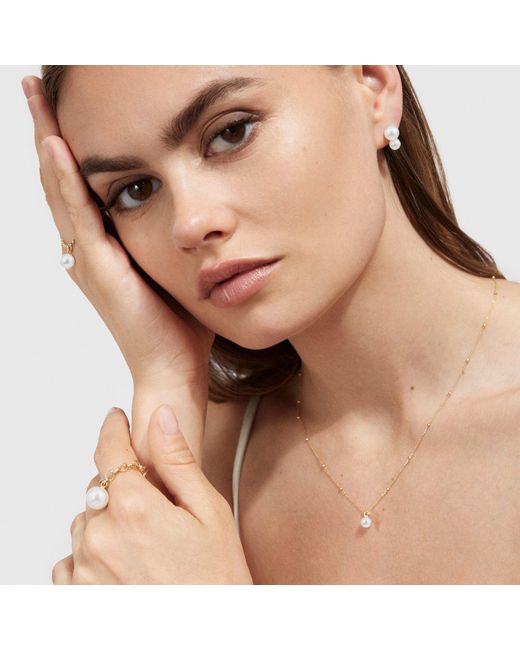 Ora Pearls Metallic Sphera Fine Chain Small Pearl Necklace