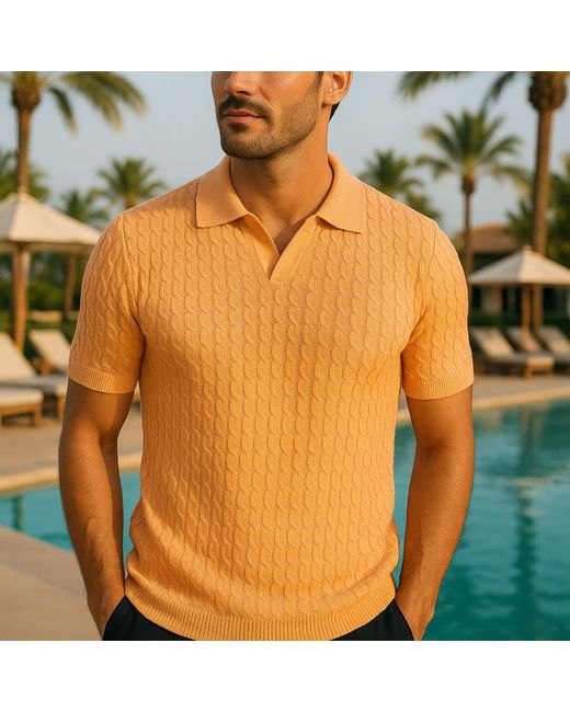 Live Kolibri Yellow Cashmere Feel Polo Shirt for men