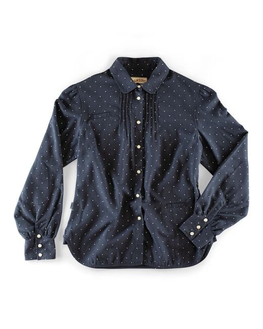 &SONS Trading Co Blue Damsons Western Shirt Polka Dot