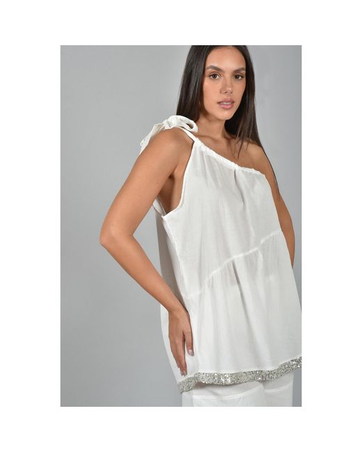 ELOI White Howe One Shoulder Flow Top