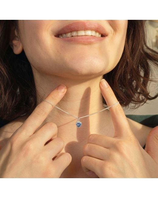 Harfi Blue Mini Heart Topaz December Birthstone Necklace