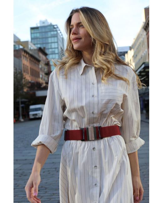 BeltBe Red Stretch Belt With Acrylic Buckle