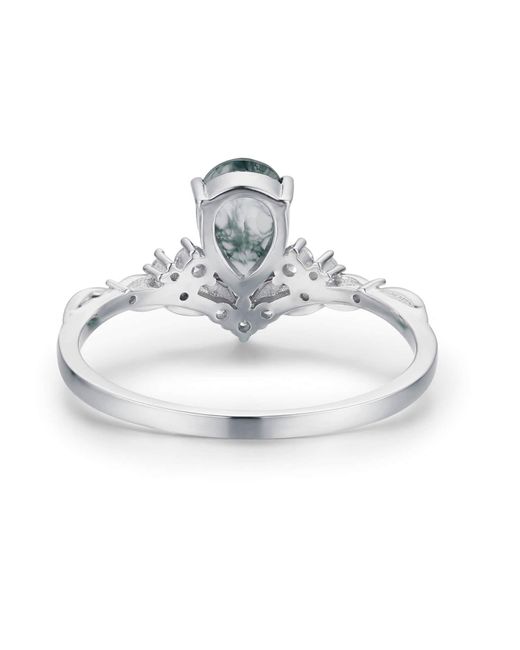 Azura Jewelry New York Metallic Angelique Tulip Moss Agate Ring Vermeil